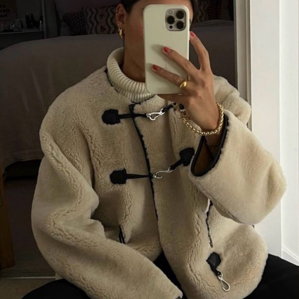 Shearling Sherpa Cream Toggle Jacket